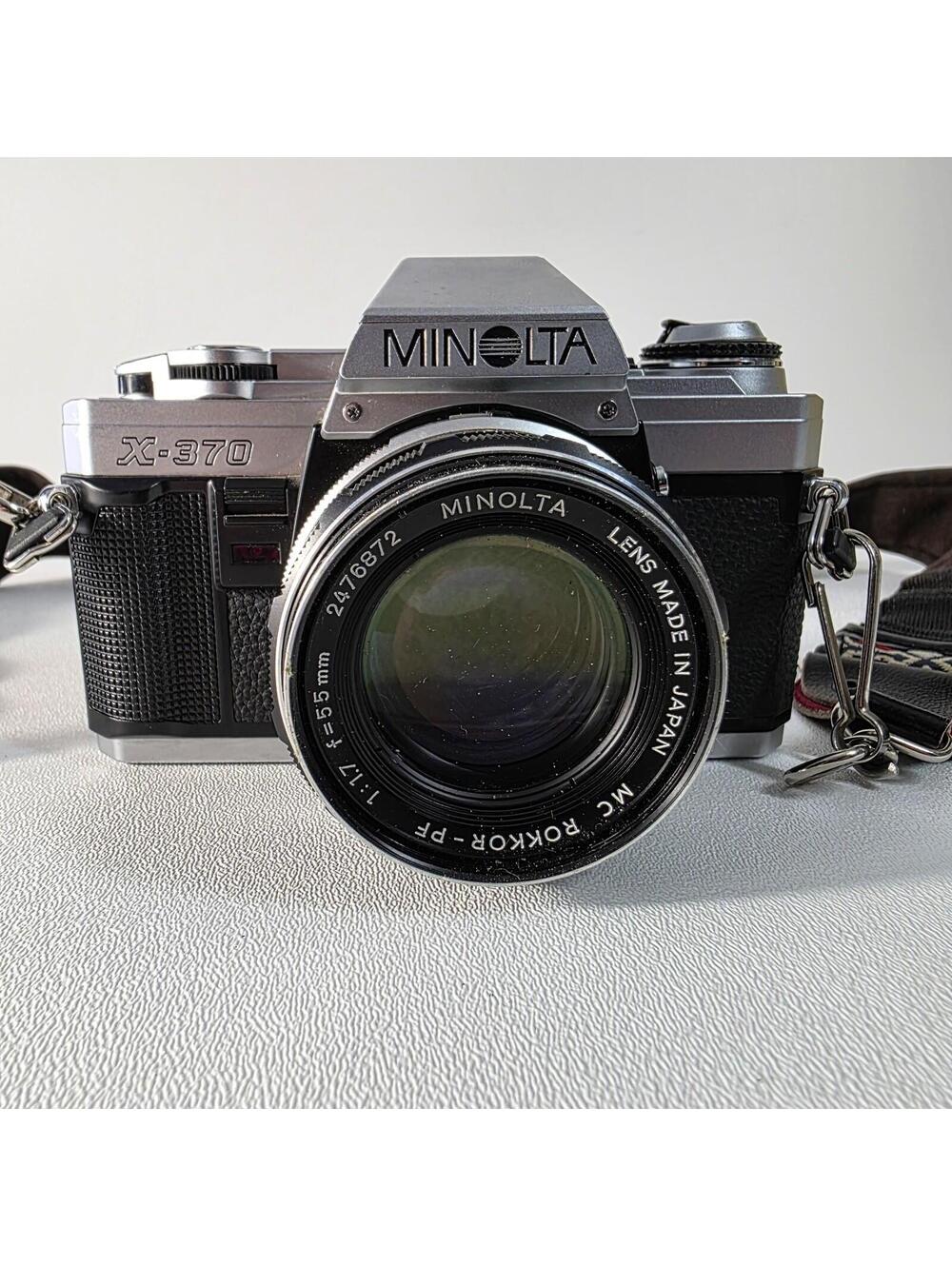 Minolta X-370 35mm Film Camera with Rokkor MC 55mm Lens Vintage Works